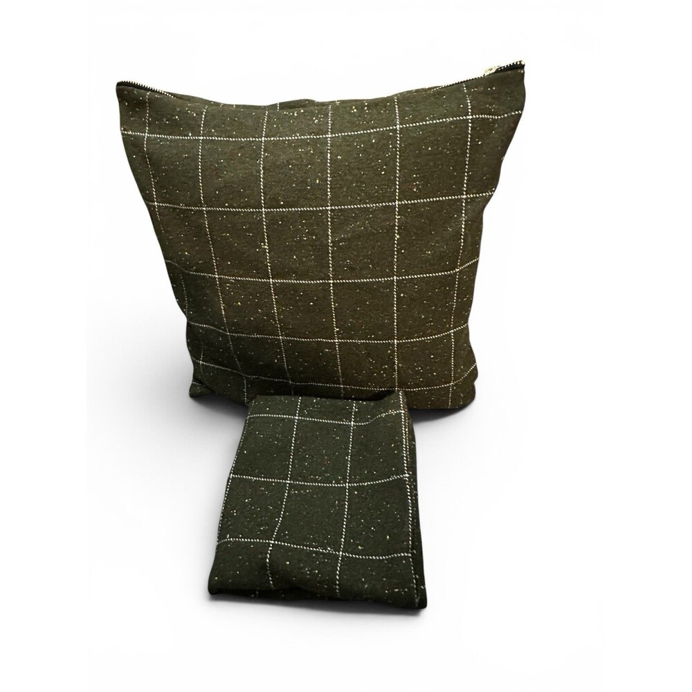 Set of 2 Sonoma Green 20"x20”Feather Filled  Accent Pillow Covers Gold Zip NWT